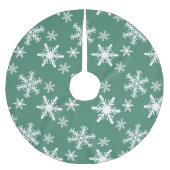 Grüne und weiße Schneeflocken Polyester Weihnachtsbaumdecke (Vorderseite)
