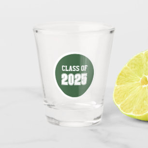 Grüne und weiße Schulfarben Klassenjahr Schnapsglas