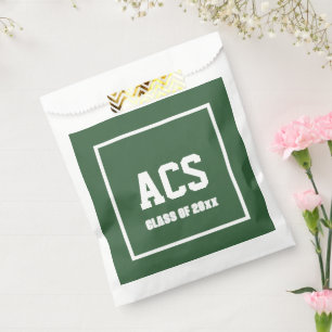 Grüne und weiße Schulfarben und Buchstaben Geschenktütchen