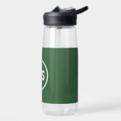 Grüne und weiße Schulfarben und Buchstaben Trinkflasche (Links)