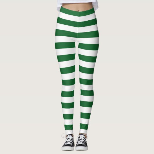 Grüne und weiße Streifen Leggings (Vorderseite)