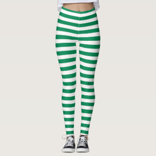 Grüne und weiße Streifen Leggings