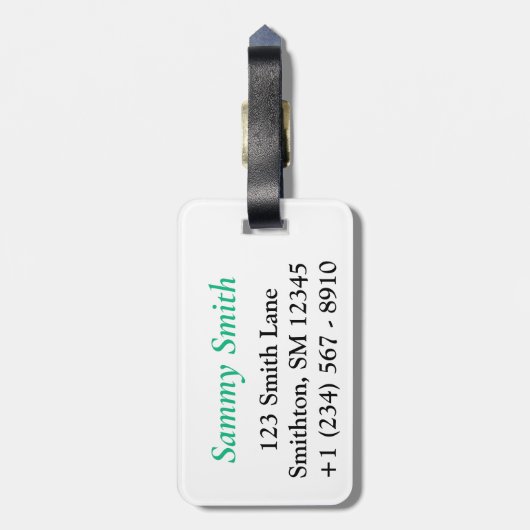 Grüne und weiße Streifen mit Monogramm Gepäckanhänger (Rückseite vertikal)