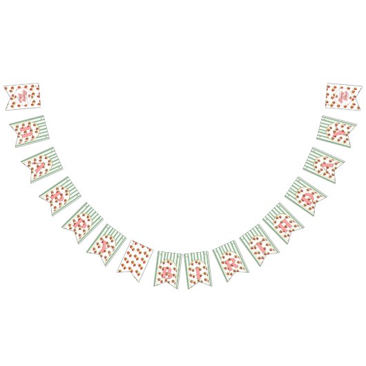 Grüne und weiße Streifen Strawberry Happy Birthday Wimpelkette (Alle)