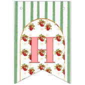 Grüne und weiße Streifen Strawberry Happy Birthday Wimpelkette (Zweite Fahne)