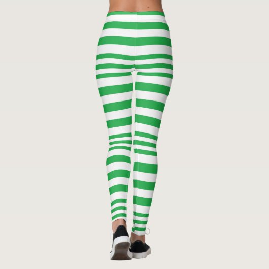 Grüne und weiße Streifen X 3 Leggings (Rückseite)