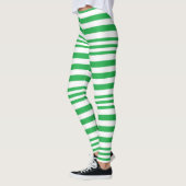 Grüne und weiße Streifen X 3 Leggings (Links)