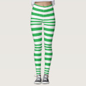 Grüne und weiße Streifen X 3 Leggings (Vorderseite)