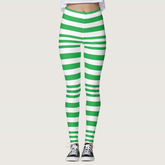 Grüne und weiße Streifen X 3 Leggings (Vorderseite)