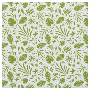 Grüne und weiße tropische Dschungelbäume Stoff