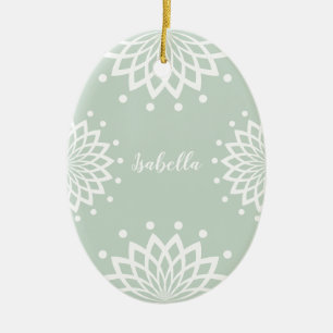 Grüne und weiße Vintage Ostern Keramik Ornament
