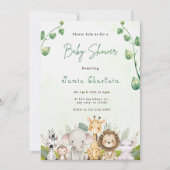 Grüne und weiße Wasserfarbe Kinderdusche Einladung (Vorderseite)