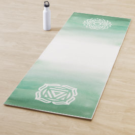 Grüne und weiße Wasserfarbe Krone & Root Chakra Yogamatte
