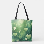 GRÜNE UND WEISSE WASSERFARBENHERZEN TASCHE (Rückseite)