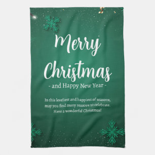 Grüne und weiße Weihnachten und Neujahr Geschirrtuch