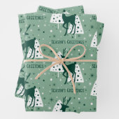 Grüne und weiße Weihnachtsbäume mit Hirsch Geschenkpapier Set (Beispiel)