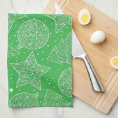 Grüne und weiße Weihnachtsküche Handtücher (Viertel Falte)