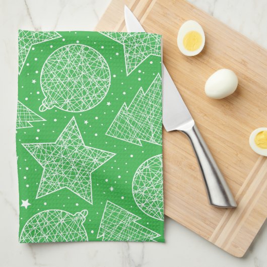 Grüne und weiße Weihnachtsküche Handtücher (Viertel Falte)