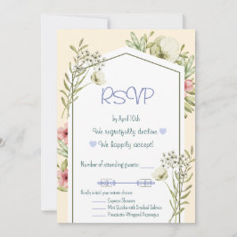 Grüne und weiße Wildblumen geometrische RSVP-Karte Einladung
