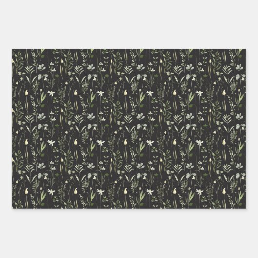 Grüne und weiße Wildblumen Geschenkpapier Set (Vorderseite 3)