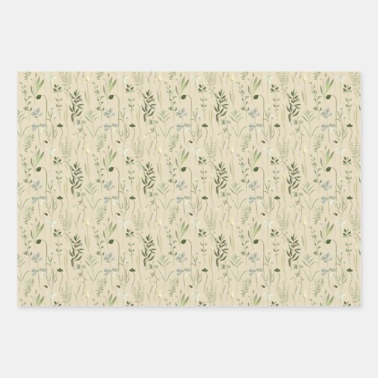 Grüne und weiße Wildblumen Geschenkpapier Set (Vorderseite 2)