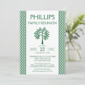 Grüne und weiße Zig Zag Familienankündigung Wieder Einladung (Stehend Vorderseite)