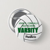 Grüne Uni-Volleyball-Anstecknadel mit Schulgeist Button (Vorne & Hinten)