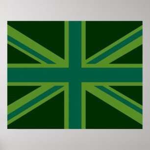 Grüne Union Jack Flagge Dekor Poster