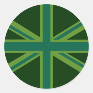 Grüne Union Jack Flagge Dekor Runder Aufkleber