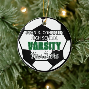 Grüne Universitäts-Fußball-Weihnachten für die Hig Keramik Ornament
