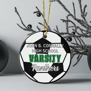 Grüne Universitäts-Fußball-Weihnachten für die Hig Keramik Ornament