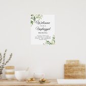 Grüne Unplugged Wedding Ceremony Sign Poster (Küche)