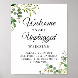 Grüne Unplugged Wedding Ceremony Sign Poster