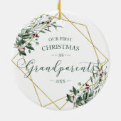 Grüne Unsere ersten Weihnachtsgroßeltern 2020 Keramik Ornament (Hinten)