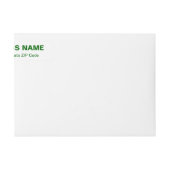 Grüne Unternehmenstexte zu weißer Rücksendeadresse (Vorderseite)