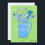 Grüne V2 farbenfrohe Geburtstags-Blume in Tasse Feiertagskarte<br><div class="desc">Ein originelles Kunstwerk der Blume Linda Kavalsky,  das den Tag eines Menschen aufheitern lässt!</div>