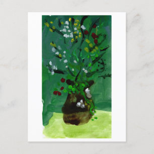 Grüne Vase auf grüner Hinterkarte Postkarte