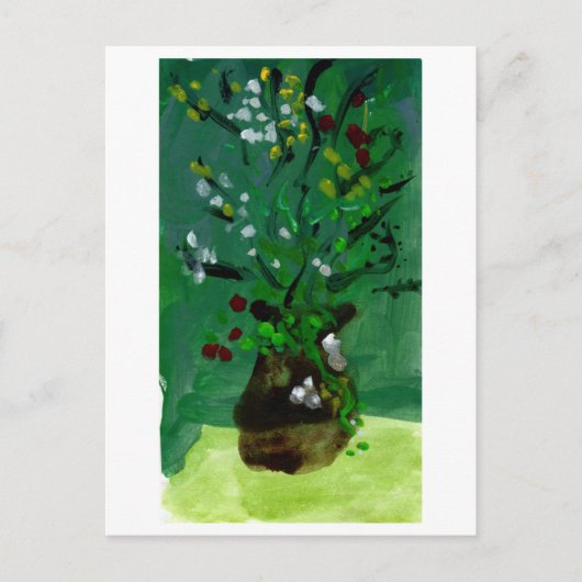 Grüne Vase auf grüner Hinterkarte Postkarte (Vorderseite)