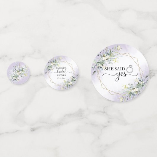 Grüne Vegetation Watercolor Lila Brautparty Konfetti (Rückseiten)