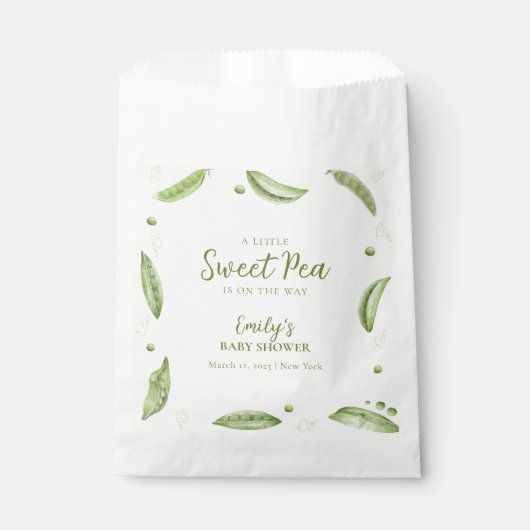 Grüne Veggie Sweet Pea in Pod Baby Dusche Geschenktütchen (Vorderseite)