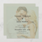 Grüne Vellum-Stileinladung zur Hochzeitsfeier (Vorne/Hinten)