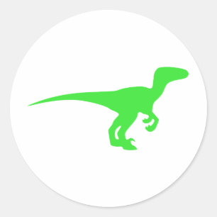 Grüne Velociraptor-Silhouette Runder Aufkleber