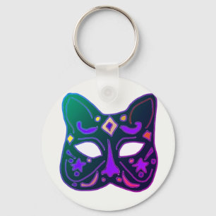 Grüne venezianische Katzenmasken-Design Schlüsselanhänger