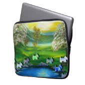 Grüne Venus-Schotten am Teich Laptopschutzhülle (Vorderseite Links)