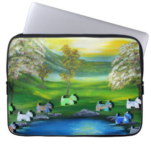 Grüne Venus-Schotten am Teich Laptopschutzhülle