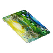 Grüne Venus-Schotten am Teich Magnet (Rechte Seite)