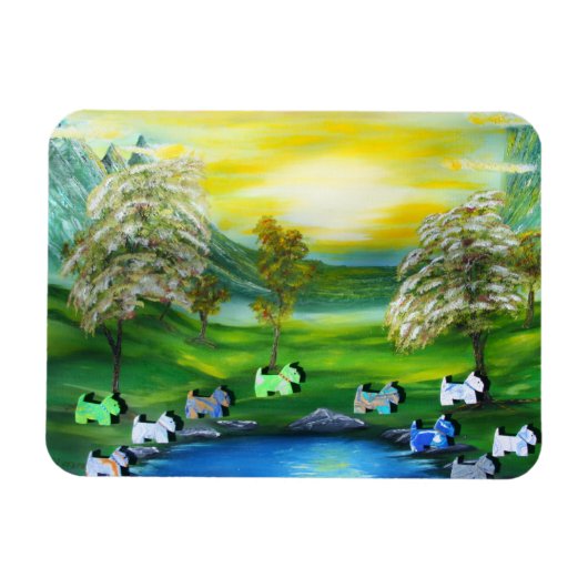 Grüne Venus-Schotten am Teich Magnet (Horizontal)