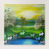 Grüne Venus-Schotten am Teich Puzzle (Vertikal)