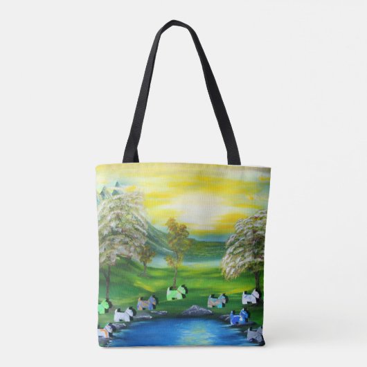 Grüne Venus-Schotten am Teich Tasche (Rückseite)