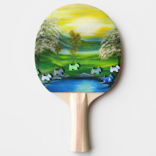 Grüne Venus-Schotten am Teich Tischtennis Schläger